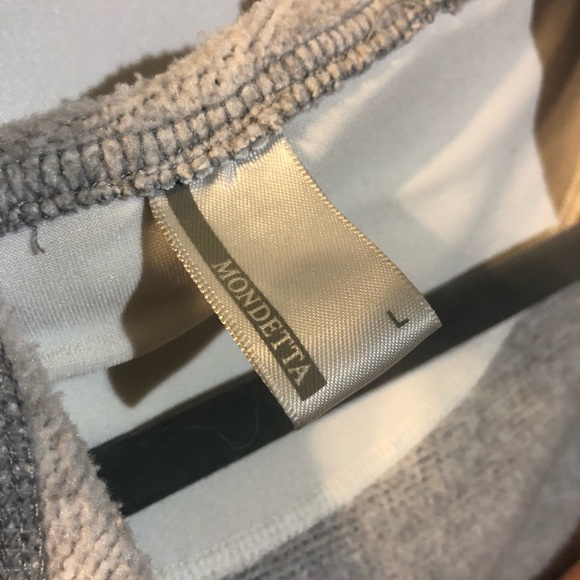 Mondetta White and Oatmeal Zip Up Hoodie with Thumb Holes - Size L - Picture 4 of 5